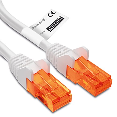 mumbi 20m CAT.5e Ethernet Lan Netzwerkkabel – CAT.5e (RJ-45) 20 Meter Kabel in weiß