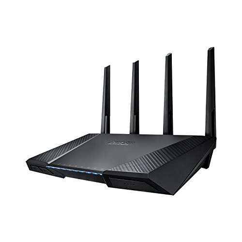 Asus RT-AC87U AC2400 Black Diamond Dual-Band Power WLAN Router (802.11 a/b/g/n/ac, Gigabit LAN/WAN, USB 3.0, Print FTP UPnP VPN Server, IPv6, SSID, AiRadar, Wave 2 Mu-Mimo)