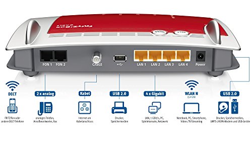 AVM FRITZ!Box 6430 Cable WLAN N (DOCSIS-3.0-Kabelmodem für Kabelanschluss, bis 450Mbit/s (2,4 GHz), VoIP-Telefonanlage, DECT-Basis)