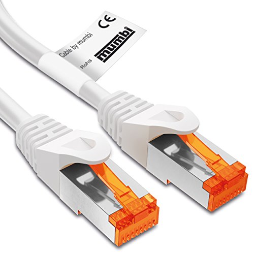 mumbi 1m Cat.6 Ethernet Lan Netzwerkkabel – Cat.6 FTP (RJ-45 1 Meter Kabel in weiss