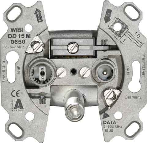 Wisi Durchgangsdose, 14 dB DD15M0650 3-Loch, UM,KDG zert. Antennensteckdose 4010056145682