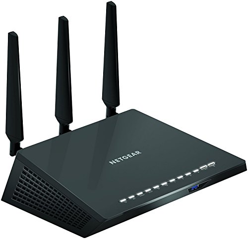 Netgear AC1900 Dual-Band Gigabit WLAN Router (600+1300 Mbit, Beamforming+, 4x LAN Ports, 1x WAN Port, 1x USB 2.0, 1x USB 3.0, QoS, Airtime Fairness, R6800-100PES) schwarz